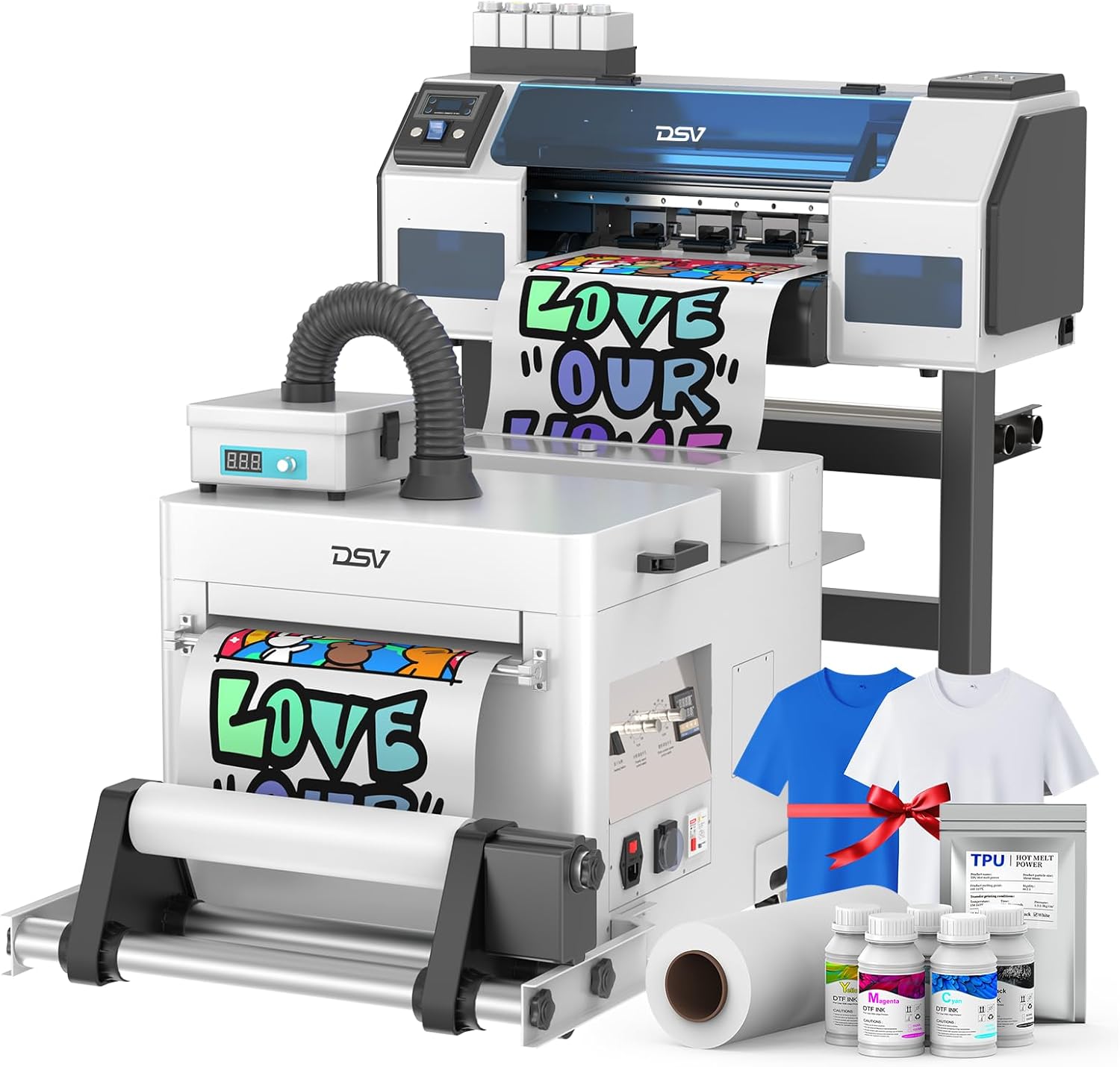 DSV A3+ Dual XP600 DTF Printer Bundle with Shaker and Purifier